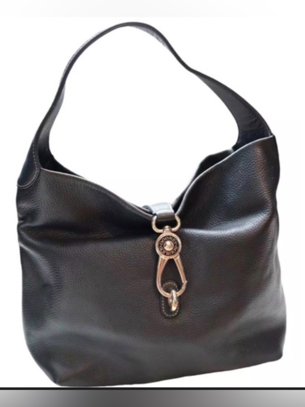 Dooney & Bourke Black Pebbled Leather Hobo with Gold Hardware